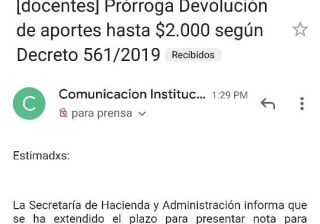Prórroga a la presentación de pedido de devolución de aportes