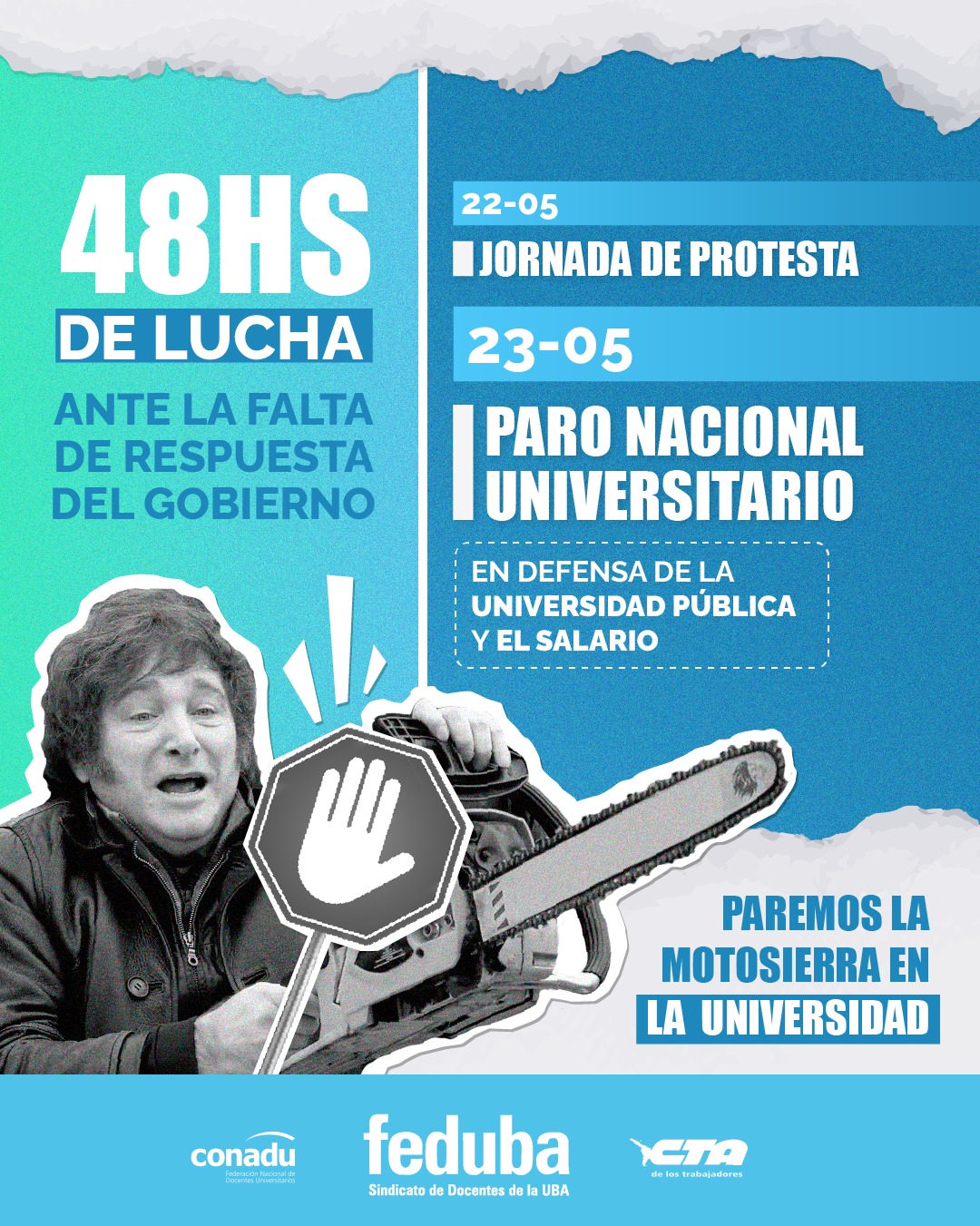 22 y 23 de mayo protesta y paro nacional universitario ante la falta