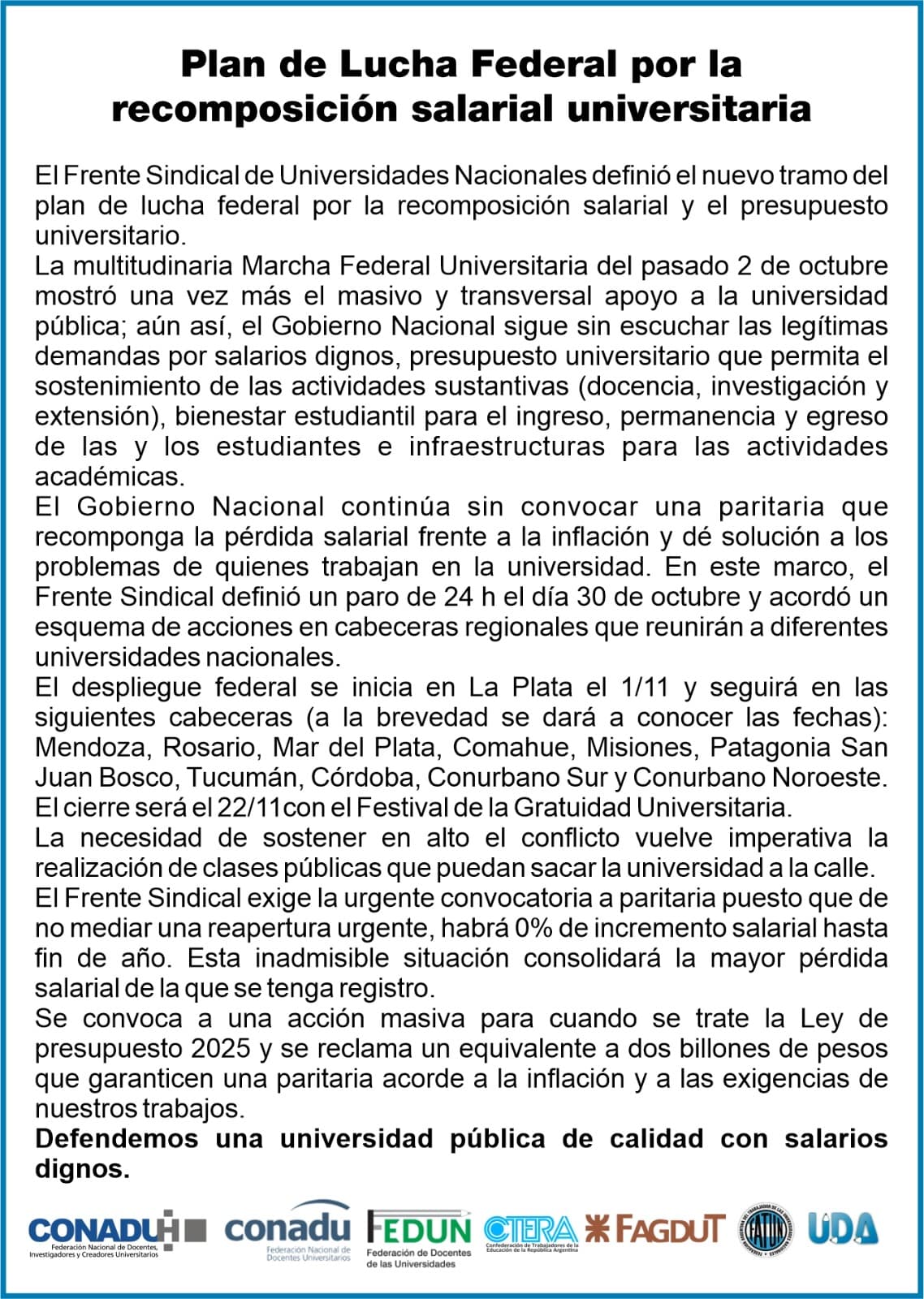 frente sindical de universidades
